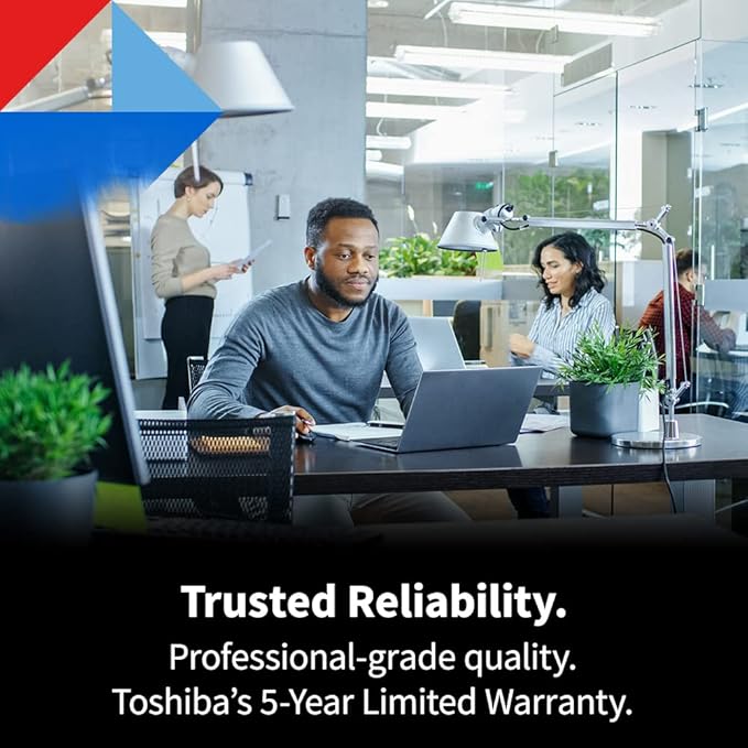 Toshiba N300 PRO 18TB Large-Sized Business NAS (up to 24 bays) 3.5-Inch Internal Hard Drive - Up to 300 TB/year Workload Rate CMR SATA 6 GB/s 7200 RPM 512 MB Cache - HDWG51JXZSTB
