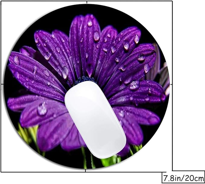 Purple Flower Mouse Pad Round Non-Slip Rubber Mousepad Laptop Office Computer Decor Cute Desk Accessories Customized Design Mouse Pad