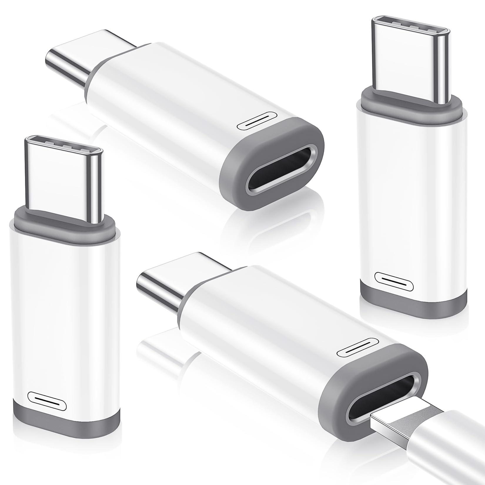Temdan Not for Audio/OTG [4 Pack Lightning to USB C Adapter]-White
