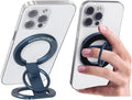 RESPECTED BRO-Magnetic-Phone-Ring-Holder with Dual Rings, Compatible with iPhone 16/15/14/13/12, Multifunctional Stand for Desk,Office,Gym,Kitchen & All Metal Surfaces, Finger Loop Grip (Dark Blue)