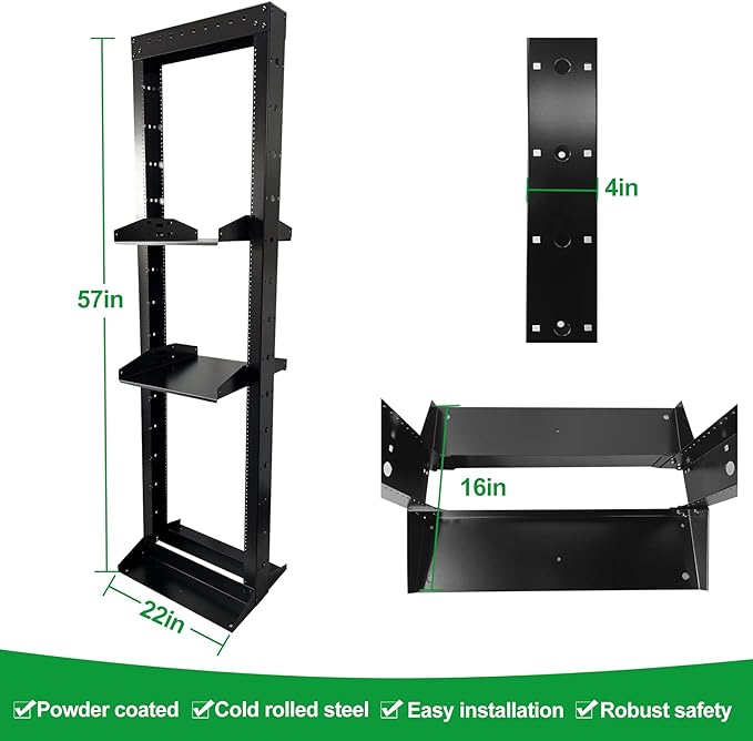 2 Post 29U Open Frame Server Rack 2-Post Server Rack Network Rack,No Tray Included,for 19 Inch Equipment, Networking Data & IT Devices,1260lbs Weight Capacity Rack(2P-LD-29U)