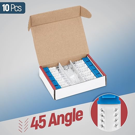 Everest 45° Angled RJ45 Cat6 Keystone Jacks 10-Pack in Blue - Slim Profile Female RJ45 Connectors - Cat 6 Keystone Jack - Compatible with 45° Angled Speed Termination Tool - 45Term (B0BL3GS7ZY)