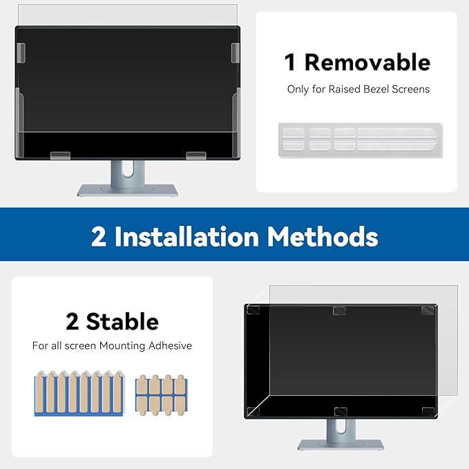 IPROKKO [2-Pack] 22 Inch Computer Privacy Screen Filter for 16:10 Widescreen Monitor, Removable 22in Anti Blue Light Glare Privacy Shield, Anti Spy Security Protector for Hp Dell Asus Acer Samsung