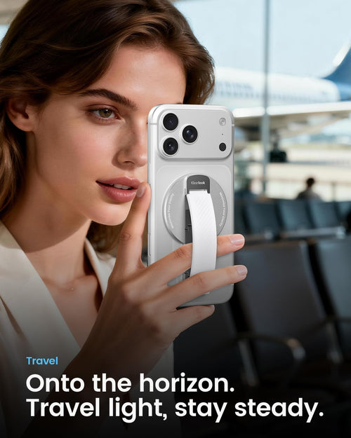 2026 Klearlook for MagSafe Phone Grip with Silicone Finger Strap, Removable Magnetic Phone Ring Holder with Adjustable Kickstand, Finger Phone Ring Grip for iPhone 17/16/15/14/13/12 Series, White
