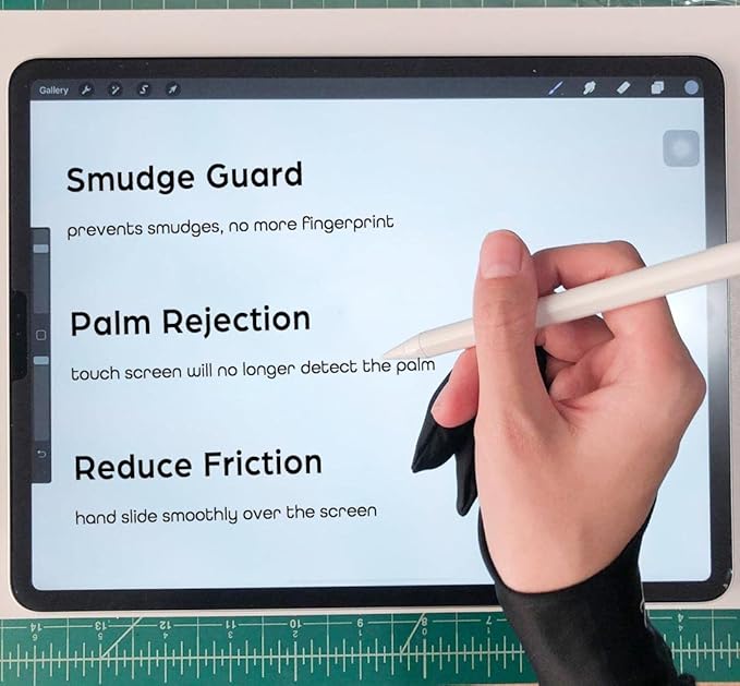 AKX Artist Glove, Palm Rejection Drawing Glove for Graphic Tablet, iPad - Smudge Guard, 2-Finger, Good for Left and Right Hand (Black, Small, 2 Pack)
