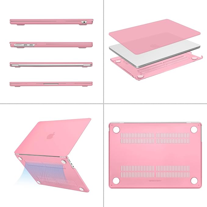 MOSISO Compatible with MacBook Air 13 inch Case 2025 2024 2023 2022 M4 A3240 M3 A3113 M2 A2681, Plastic Hard Shell&Keyboard Cover&Screen Film&Type C for MacBook Air 13.6 inch Case, Pink