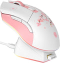 DAREU Sakura Pink Wireless Gaming Mouse with Charging Dock Rechargeable RGB,12K DPI,6 Programmable Buttons High-Precision Sensor [300IPS] [1000Hz] for PC Notebook Mac