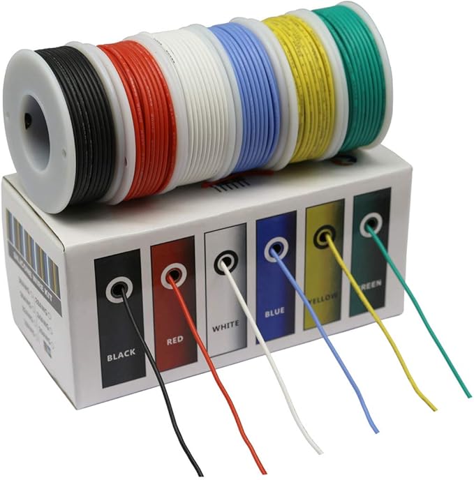 CBAZY™ Hook up Wire Kit (Stranded Wire Kit) 20 Gauge Flexible Silicone Rubber Electric Wire 6 Colors 19.6 feet Each 20 AWG