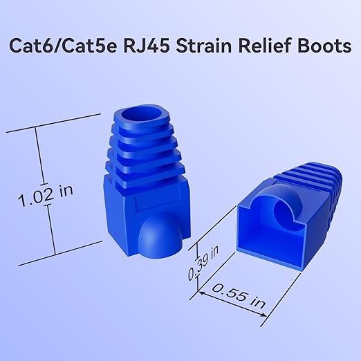 CableGeeker 100-Pack Cat6 / Cat5e RJ45 Strain Relief Boots, RJ45 Boot, Cat 6 Boot, Cat6 Ethernet Boots, Suitable for 6.5mm(0.26in) Ethernet Cables (Round-Press White)