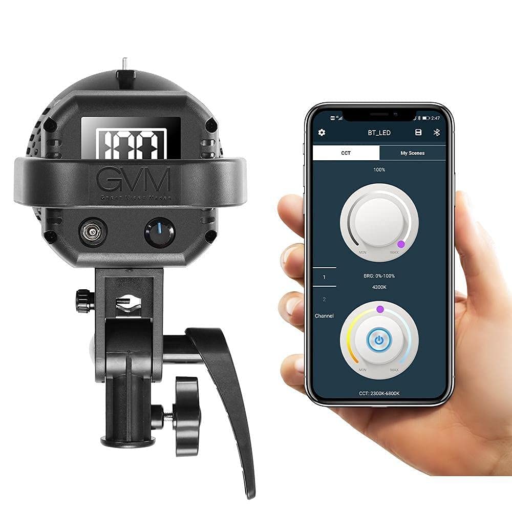 GVM Great Video Maker 80W CRI97+ Video Lights with Bowens Mount Color Temperature 5600K Dimmable LED Continuous Lighting Spotlight Photography Shooting Light with Reflector (80W + Filter) (VC-P80S)