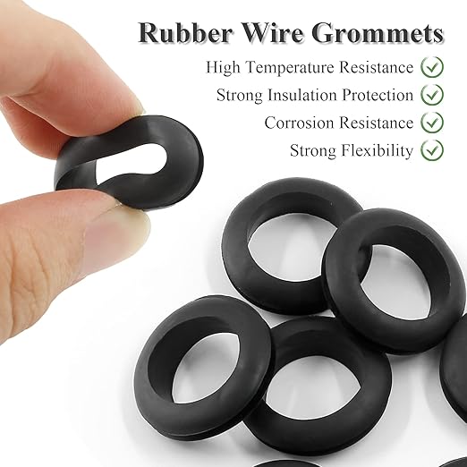 12 Pcs Rubber Grommets, 7/8" Inside Diameter 1" Drill Hole Rubber Wire Grommets for Wire, Firewall, Cables, Plugs