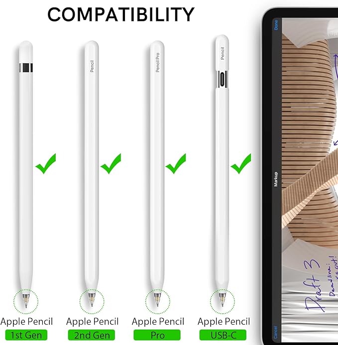Delidigi 4 Packs Replacement Tips Compatible with Apple Pencil Pro/2nd Generation/1st Gen/USB-C, Metal Body Precise Control Pen Like iPencil Tips Nibs