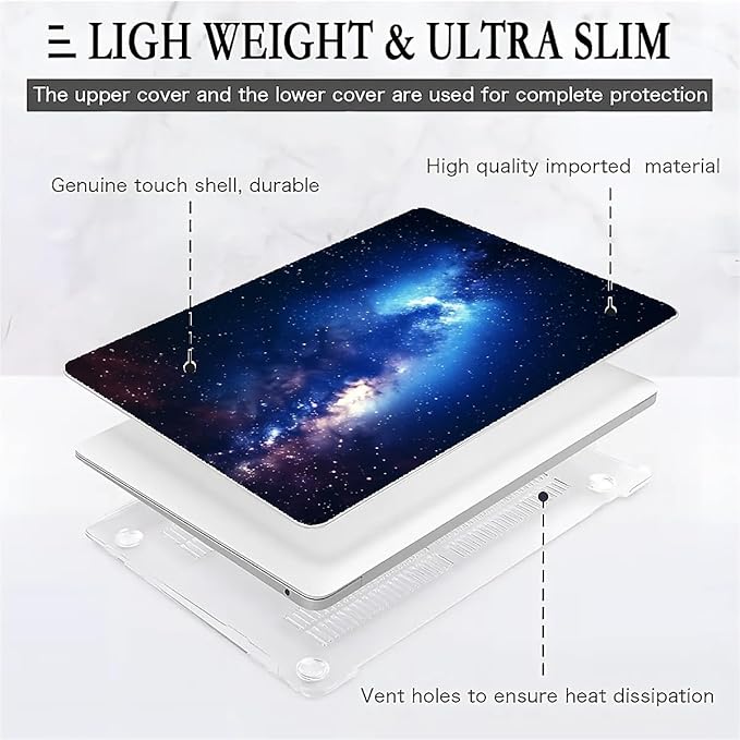 Compatible with MacBook Air 13.3 13.6 Inch Case 2022 2021 2020 2019 Plastic Hard Shell Case Cover,13.3 Air (A1932/A2179/A2337), Milky Way Galaxy