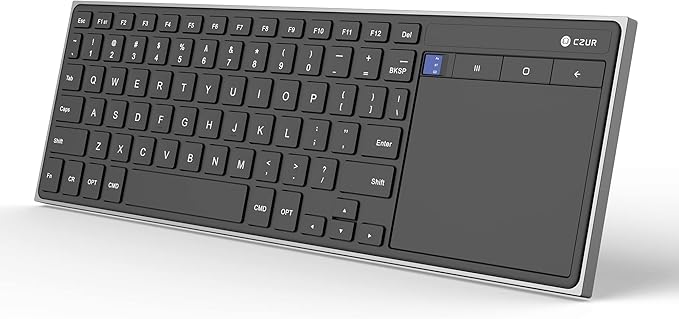 CZUR Rechargeable Bluetooth Keyboard with Touchpad, Portable Computer Keyboard with Trackpad, Wireless Ultra Slim Keyboard for PC/Laptop/Tablet/Phone, for Windows/Android