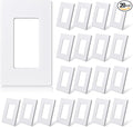 ELEGRP Matte White 1-Gang Screwless Decorative Wall Plates, Standard Size Unbreakable Thermoplastic Faceplate Cover for Decorator Receptacle Outlet Switch, UL Listed (20 Pack)