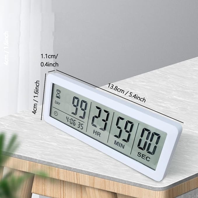 Digital Countdown Days Timer - White Upgraded Big 999 Days Count Down Clock with Stand Strong Magnetic Back for Vacation Retirement Wedding Holiday
