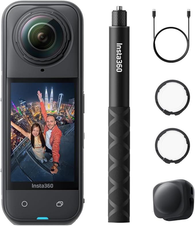 Insta360 X5 Lens Guards Bundle - Waterproof 8K 360° Action Camera, Leading Low Light, Invisible Selfie Stick Effect, Rugged & Replaceable Lens, 3-Hour Battery, Clear Audio, Stabilization