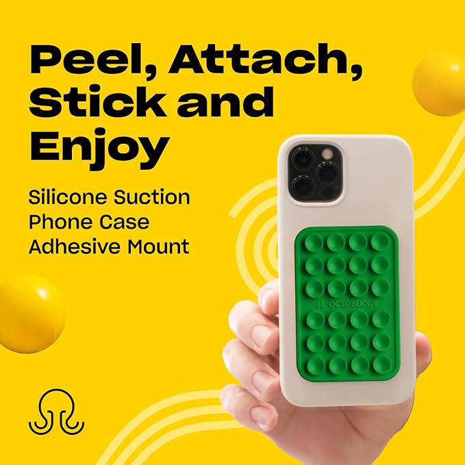 Classic - Silicone Suction Phone Case Adhesive Mount - Hands-Free, Strong Grip Holder for Selfies & Videos - iPhone & Android Compatible - 2.25″ x 3.25″, Spade Green