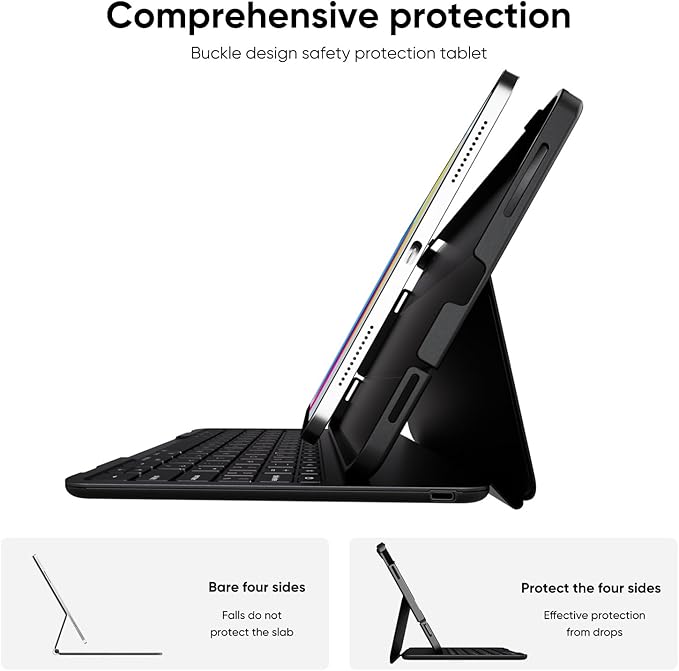 PAUL B for iPad 10th/11th Generation Case with Keyboard 10.9 Inch 2022/11 Inch 2025,Cover with Pencil Holder,Integrated for 10 Gen/11 Gen(A16),Wireless iPad Keyboard Case,Thin & Light (Red)