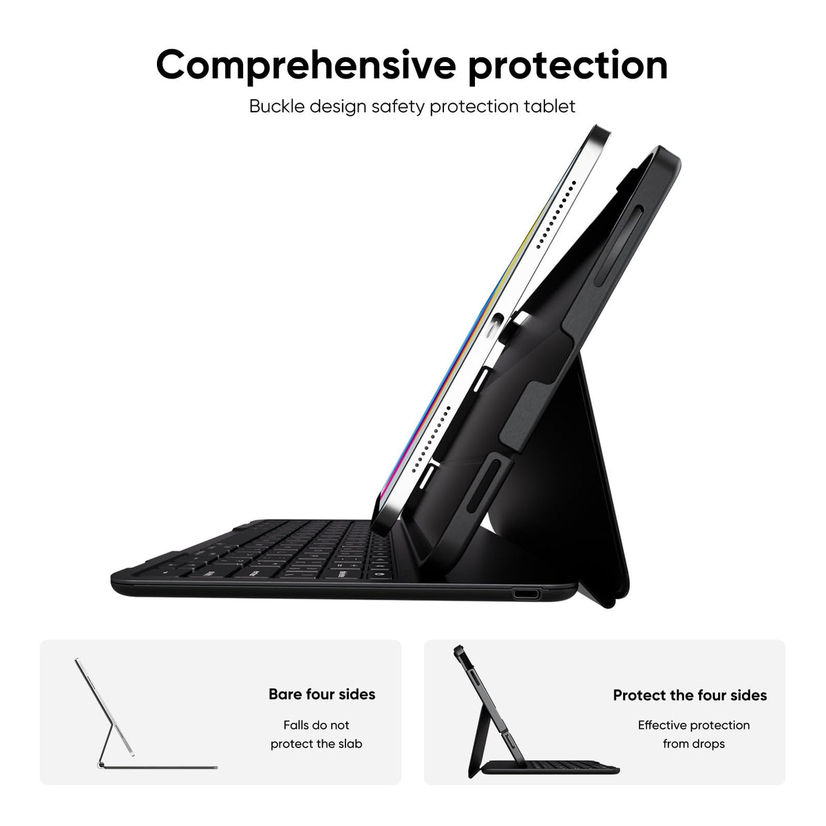 PAUL B for iPad 10th/11th Generation Case with Keyboard 10.9 Inch 2022/11 Inch 2025,Cover with Pencil Holder,Integrated for 10 Gen/11 Gen(A16),Wireless iPad Keyboard Case,Thin & Light (Black)