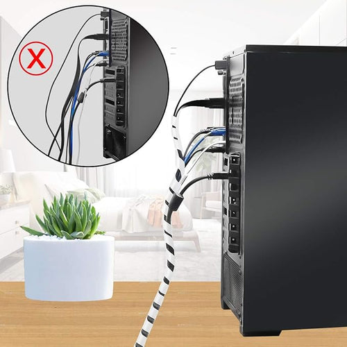 26Ft XHF 3/8" Clear Spiral Cable Wrap 10mm(Wrapping Range:7.5mm-60mm) Cord for Computer Electrical Wire Organizer Sleeve Hose RoHS