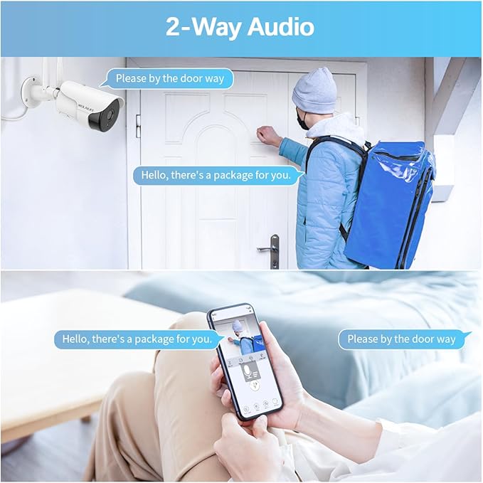 WEILAILIFE 【2-Way Audio & Dual Antenna Enhanced】 90ft Night Vision Outdoor Wireless Security Camera System, Wireless Surveillance Camera System, WiFi Video Surveillance, Home Security Cameras