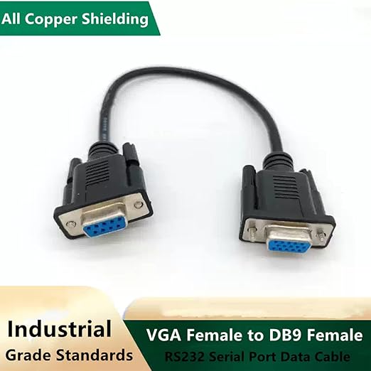 DB9 Female to VGA Female 15Pin Three-Row Signal Transmission Cable, VGA to DB9 Serial RS232 Data Cable for Mutual Transmission of Signals Between 9Pin Video Devices and Computers 1.5Meter