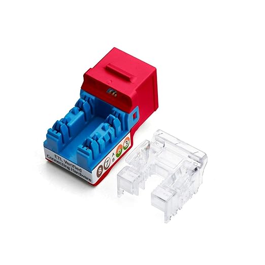 TRUE CABLE Cat6A Keystone Jack, Unshielded (UTP), 90 Degree Punch-Down, PoE++ (4PPoE), UL Listed, ETL Verified, ANSI/TIA Certified, Modular RJ45 Female, Red, 12 Pack