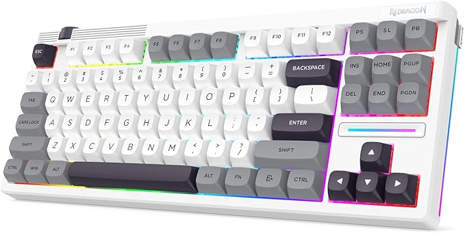 Redragon K729 PRO 80% Wireless Gasket RGB Gaming Keyboard, 3-Mode TKL Mechanical Keyboard w/Knob Control, Mix-Color PBT Keycaps, Hot-Swap South-Facing Socket & 5-Layer Dampener, Custom Silent Switch