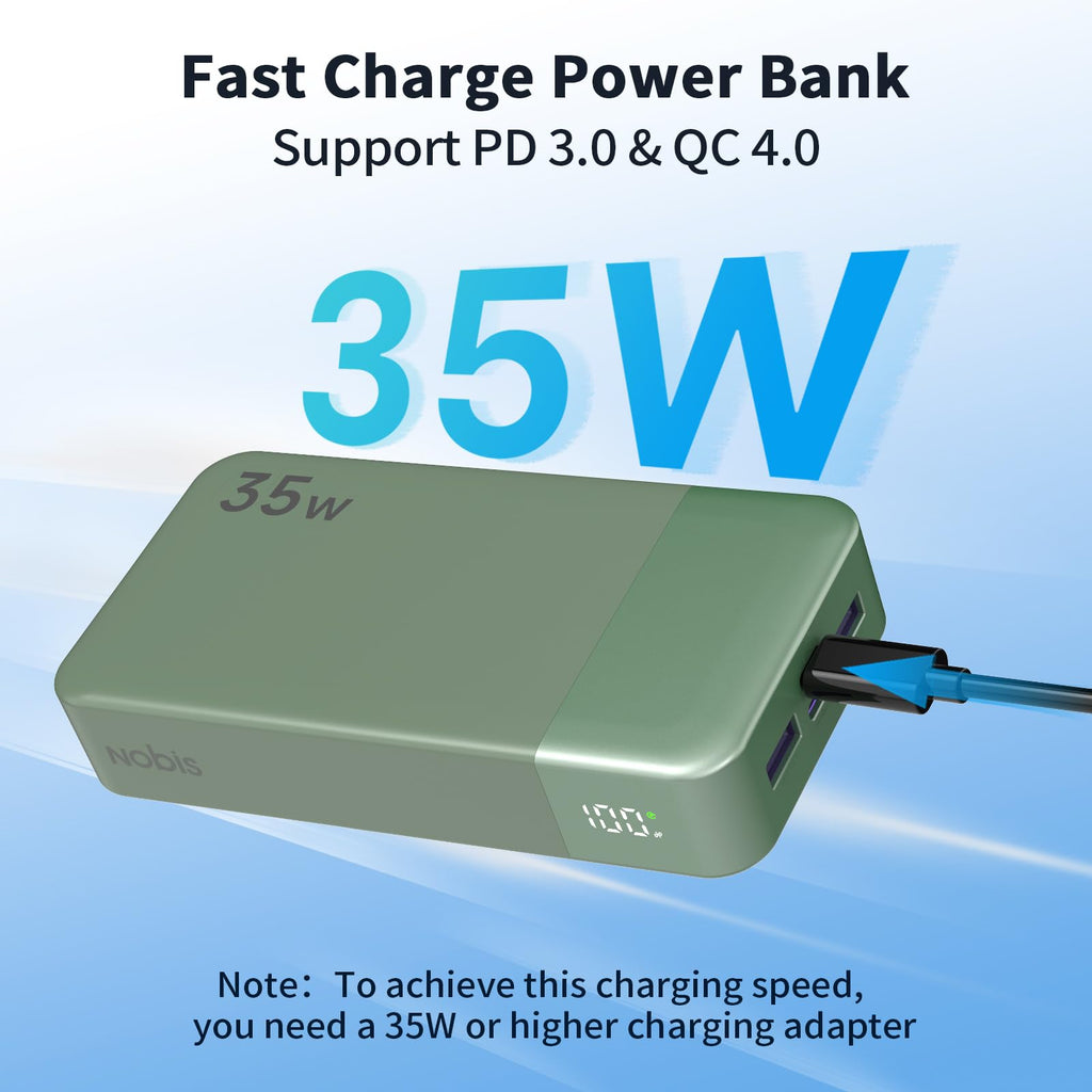 NOBIS Portable Charger 35W 20000mAh Power Bank Fast Charging