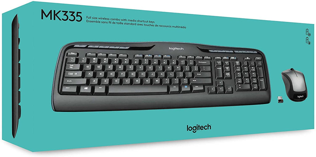 Logitech MK335 Full Size Quiet Wireless Keyboard Mouse Combo - Black/Silver