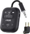 YMOO Bluetooth 5.4 Transmitter Receiver for Airplane, Wireless Bluetooth Adapter Travel Essentials, Supports to 2 Headphones, 25H Playtime, 2-in-1 Adapter with LED Display for TVs Gym Car Home