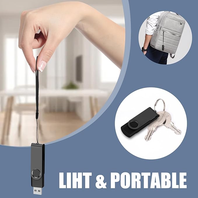 EASTBULL 4GB USB Flash Drive Bulk Thumb Drives 10 Pack with Lanyards USB 2.0 Memory Sticks Zip Drive Pen Drive for Storage and Backup Black 10PCS 4GB