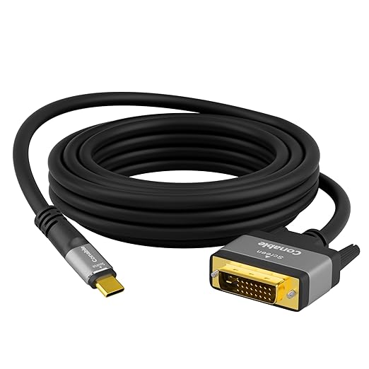 4K USB C to DVI Cable 4 FT, USB Type-C to DVI-D Adapter Cord, (Thunderbolt 3/4) Compatible with iPhone 16/15 Series, MacBook Pro/Air, iPad Pro, iMac, Galaxy S24, XPS, Surface Book 3 and More, Real 4K