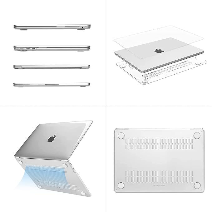 MOSISO Compatible with MacBook Air 13 inch Case 2025 2024 2023 2022 M4 A3240 M3 A3113 M2 A2681, Plastic Hard Shell&Keyboard Cover&Screen Film&Type C for MacBook Air 13.6 inch Case, Crystal Clear