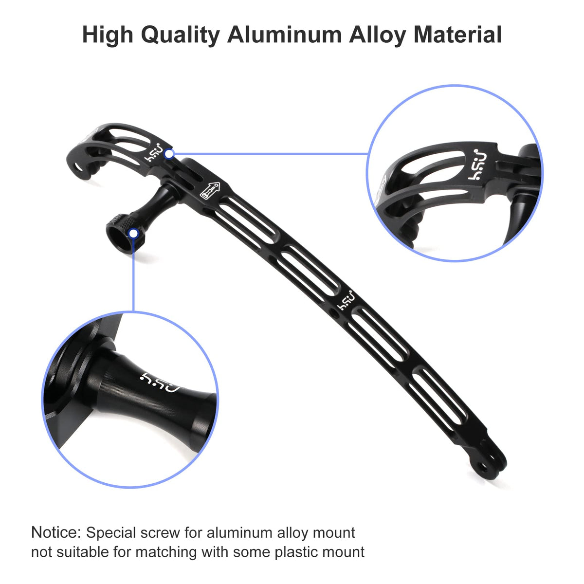 HSU Aluminum Alloy Curved Extension Arm Kit (7.9”/5.3”/3”) (Black)