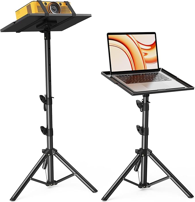 Perlegear Projector Stand Tripod, 21" to 45" Height Adjustable Laptop Stand, Portable Tall Projector Stand 90°Tilt with Spikes for Outdoor Movies, Camping, Office, Home, Stage, or Studio, DJ Rack