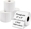 FungLam 4"x6" Thermal Shipping Labels - 450 Labels/Roll (4 Rolls), Direct Thermal Labels Compatible with JADENS, Munbyn, Rollo, iDPRT Printers