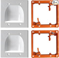 BestMounts - 2 Pack In Wall Cable Management Kit - Recessed Wall Plate Cable Pass Through Pair with Dual Gang Low Voltage Mounting Bracket - TV Cord Hider for Wall Mounted TV ETL Listed