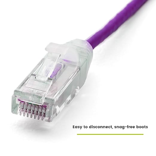 TRUECABLE Cat6 Component Rated Patch Cable, Unshielded (U/UTP), 3ft, Purple, 28AWG Solid Copper, Snagless 10G High-Speed Ethernet Cable, PoE++ 4PPoE 100W, UL Listed, RoHS-3, 5 Pack
