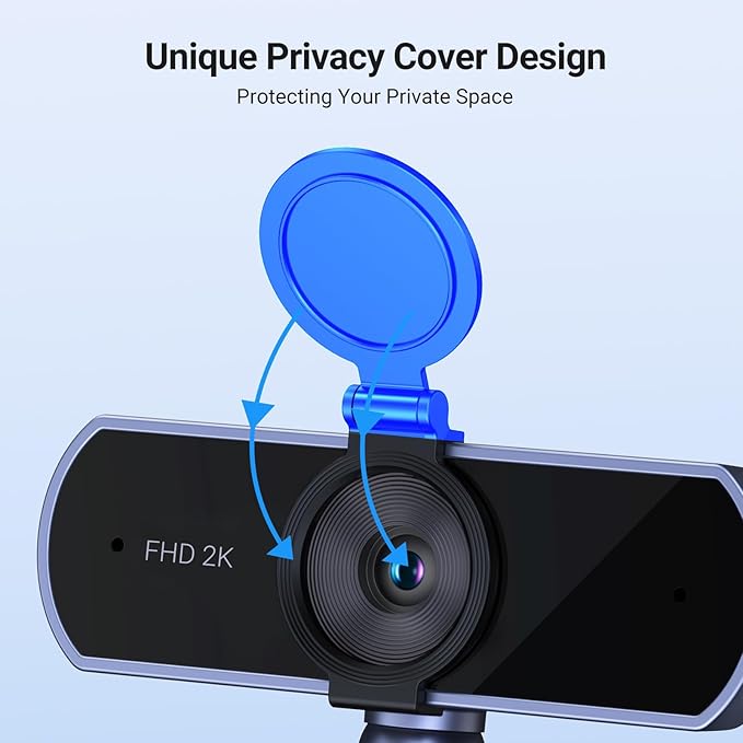 UGREEN 2K Webcam, Full HD 1080P Webcam for PC, Web Camera with Autofocus, Privacy Cover, Dual Noise Cancelling Mics, Computer USB Camera for Streaming, Conferencing, Calling, Zoom, Skype, Teams