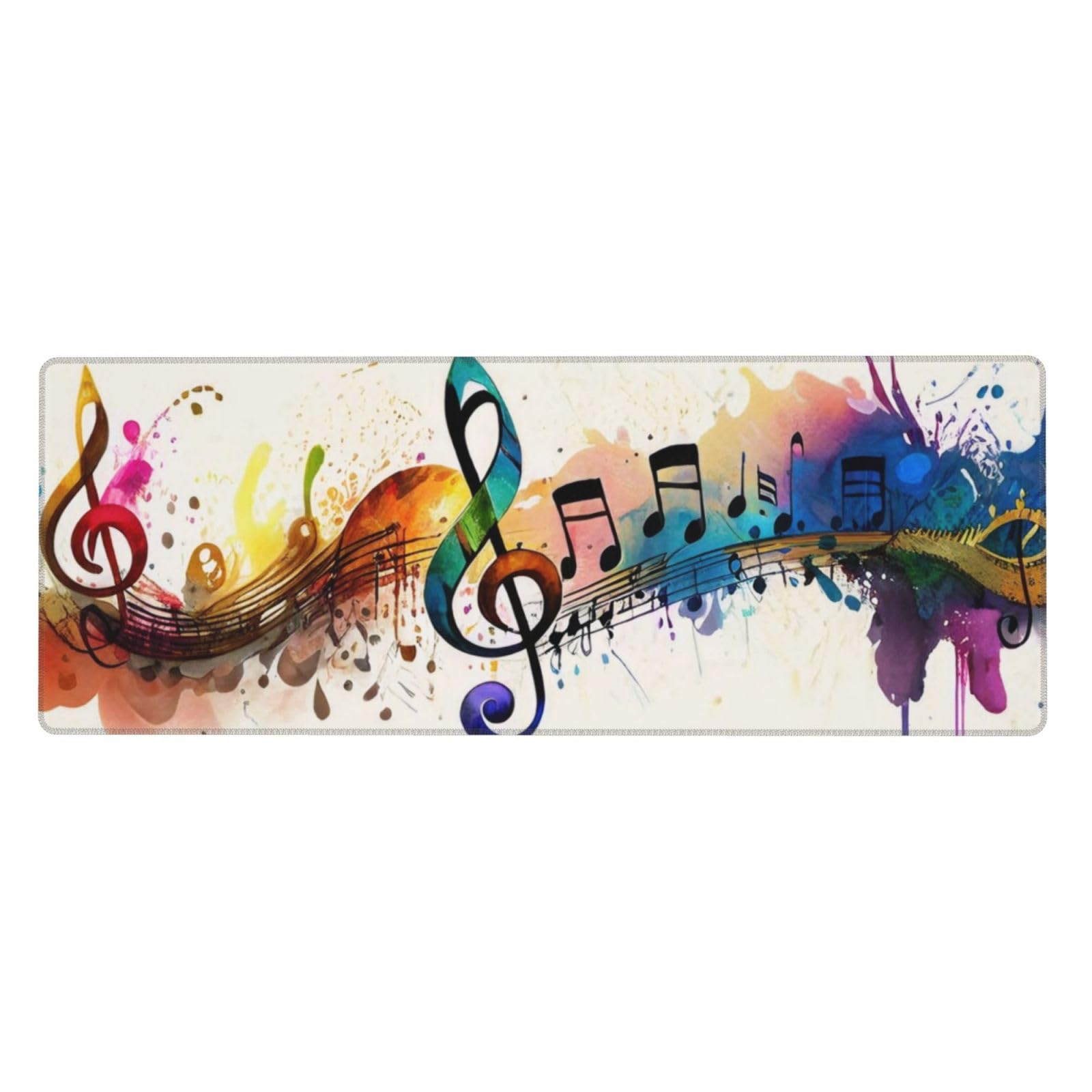 Gaming Mouse Pad, Large Non-Slip Rubber Base Mousepad, Keyboard Mouse Mat, Desk Pad with Stitched Edges, 31.5x11.8inch, Music Note