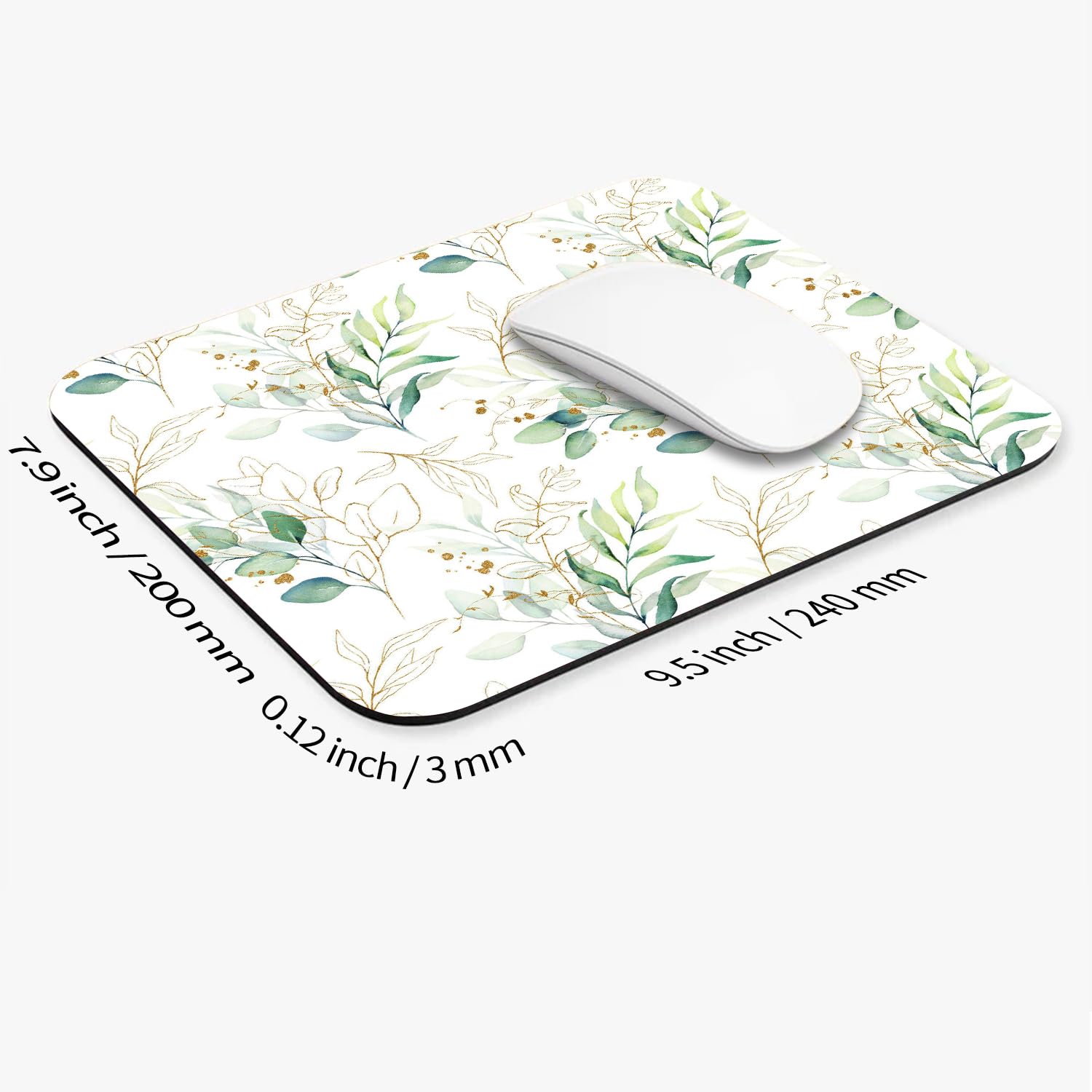 Armanza Square Mouse Pad Pretty Leaves, Personalized Premium-Textured Custom Mouse Mat Design, Washable Mousepad Cloth, Non-Slip Rubber Base Computer Mouse Pads for Wireless Mouse