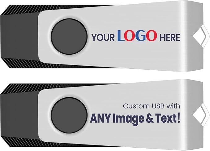 Customizable Flash Drives 128GB, Wooolken Personalized USB 2.0 Drive 10/20/50/100 Pack, Custom Thumb Drive Engraved Logo USB Drive (Mixcolors)