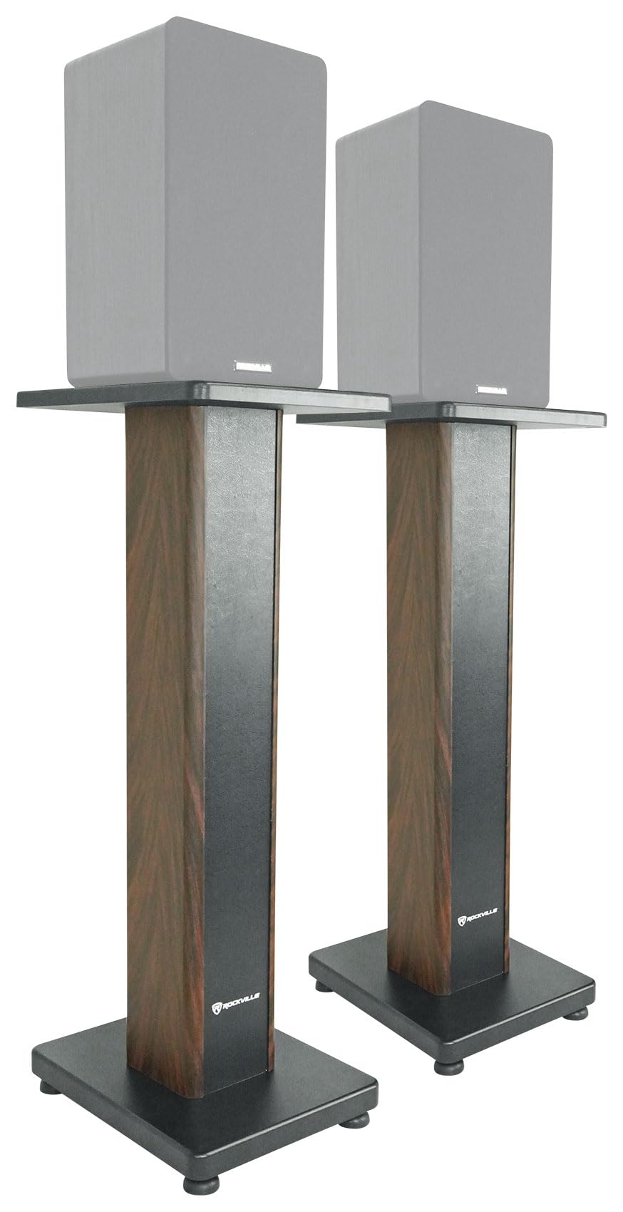 Rockville RHT28D Pair 28" Bookshelf Home Theater Speaker Stands, Dark Wood
