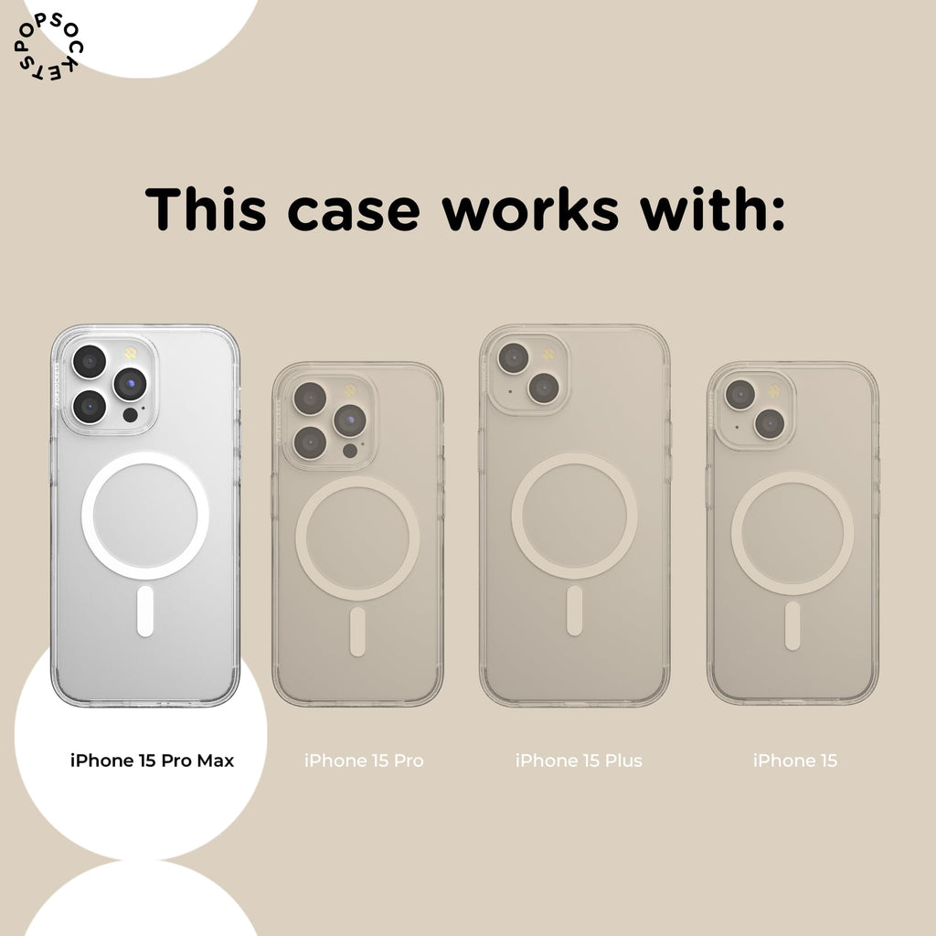 PopSockets iPhone 15 Pro Max Phone Case with MagSafe, Wireless Charging Compatible, Black - Translucent Black