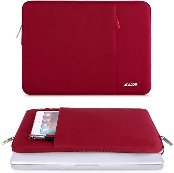 MOSISO Laptop Case 15 inch, 15 inch Laptop Sleeve Compatible with MacBook Air M5 A3448 M4 A3241 M3 A3114 M2 A2941 2026-2023, Dell XPS, Polyester Vertical Computer Sleeve Bag with Pocket, Red