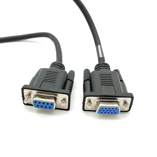 DB9 Female to VGA Female 15Pin Three-Row Signal Transmission Cable, VGA to DB9 Serial RS232 Data Cable for Mutual Transmission of Signals Between 9Pin Video Devices and Computers 50CM