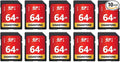 GIGASTONE 64GB SD Card 10-Pack UHS-I U1 Class 10 SDXC Memory Card High Speed Full HD Video Canon Olympus Digital Camera with 10 Mini Cases