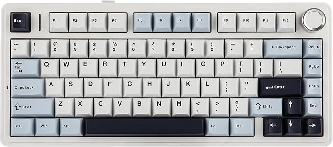 EPOMAKER x Aula F75 Gasket Mechanical Keyboard, 75% Wireless Hot Swappable Gaming Keyboard with Five-Layer Padding&Knob, Bluetooth/2.4GHz/USB-C, RGB (Light Blue, Ice Vein Switch)